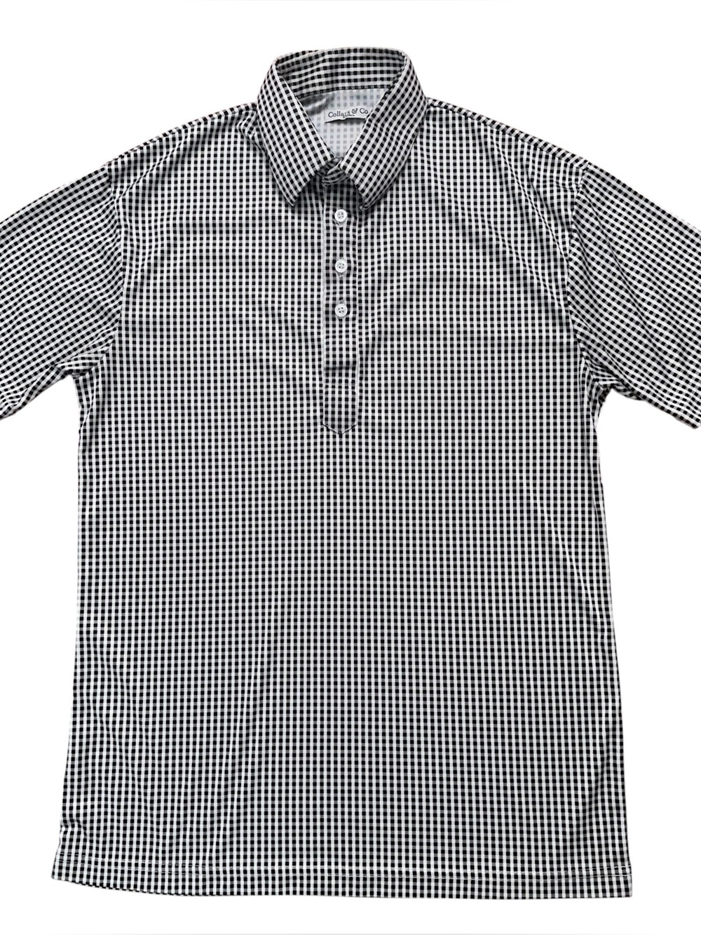 Collars & Co Dress Collar Polo Shirt Mens Size S Performance Check Black White